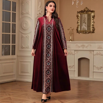 Embroidered velvet winter abaya