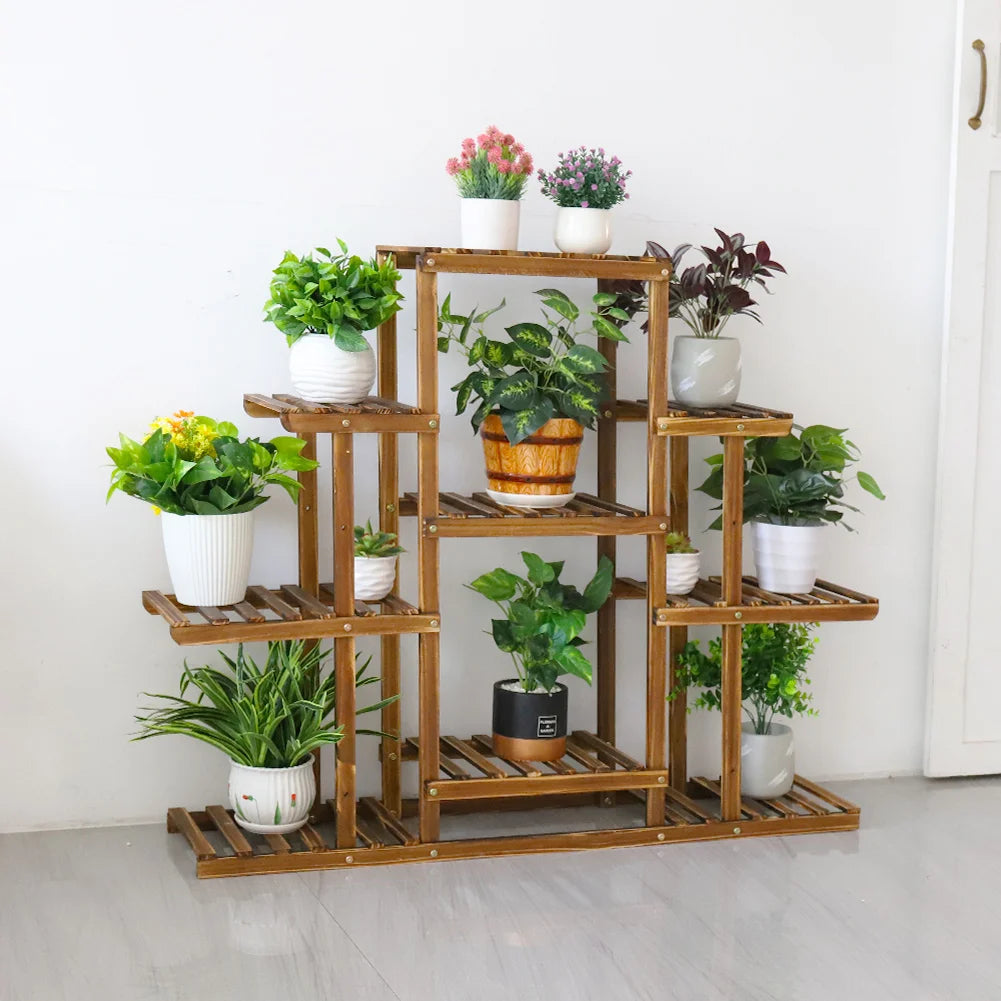 9-tier wooden plant stand