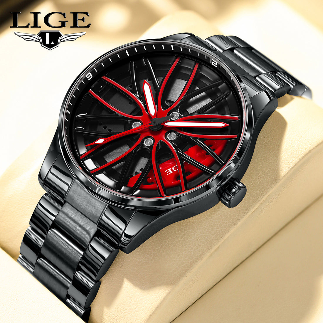 Car wheel rim men's watch