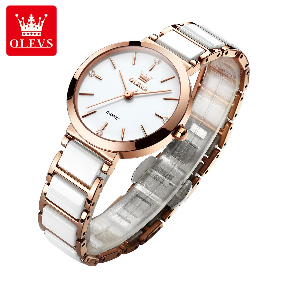 Ceramic crystal ladies watch set