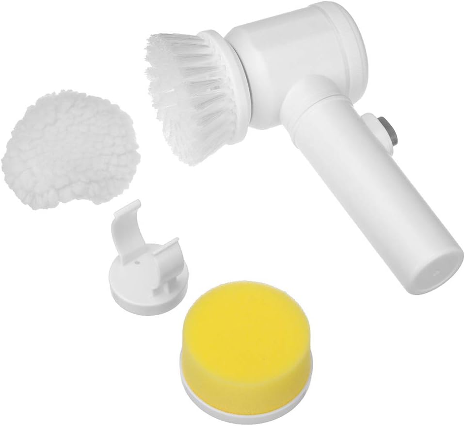 5-in-1 cordless electric cleaning brush with sponge, bristle and microfiber heads