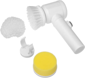 5-in-1 cordless electric cleaning brush with sponge, bristle and microfiber heads