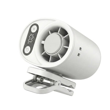 Handheld waist mounted portable cooling fan with digital display and clip